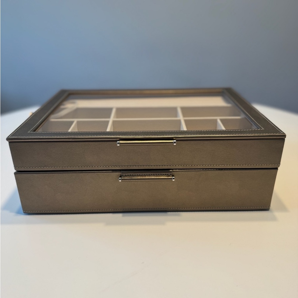 WOLF Metallic Gold 2 tier jewelry box